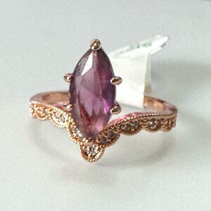 Amethyst and Rose gold plated ring